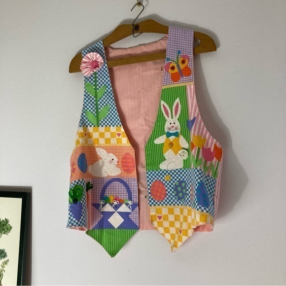 Vintage Jackets & Blazers - Easter bunny open vest